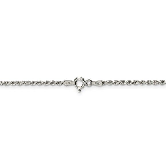1.7mm, Sterling Silver Diamond Cut Solid Rope Chain Necklace, 28 Inch - Picture 3 of 7